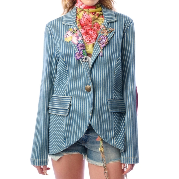 Alaia Striped Denim Blazer (3/24/26) - Picture 2 of 8